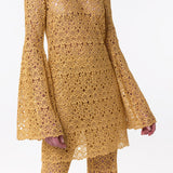 GABRIELA HEARST - Archie Mini Dress with Lining in Gold Silk Macrame Lace