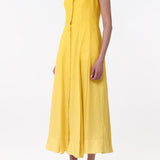 GABRIELA HEARST - Magritte Maxi Dress in Cadmium Yellow Cashmere Silk Herringbone