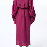 GABRIELA HEARST - Tilda Oversized Midi Dress in Raspberry Aloe Linen