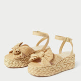 Roeffler Randall - Gaby Natural Pleated Bow Espadrille