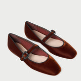 Roeffler Randall - Ginger Sienna Velvet Mary Jane