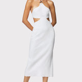 Herve Leger - HALTER MIDI DRESS WITH HARDWARE