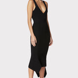 Herve Leger - VARIEGATED RIB FISHTAIL MIDI DRESS