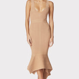 Herve Leger - VARIEGATED RIB FISHTAIL MIDI DRESS