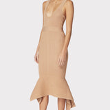 Herve Leger - VARIEGATED RIB FISHTAIL MIDI DRESS