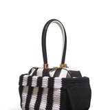 GABRIELA HEARST - Crossover Knit Bag in Black & Ivory Cashmere