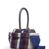 GABRIELA HEARST - Crossover Knit Bag in Blue, Bordeaux & Grey Cashmere