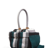 GABRIELA HEARST - Crossover Knit Bag in Green, Ivory & Grey Cashmere