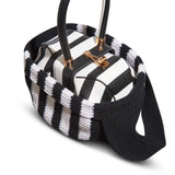 GABRIELA HEARST - Crossover Knit Bag in Black & Ivory Cashmere