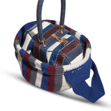 GABRIELA HEARST - Crossover Knit Bag in Blue, Bordeaux & Grey Cashmere