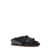 GABRIELA HEARST - Ellington Fur Flat Slide in Black Leather