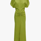 Victoria Beckham - Gathered Waist Midi Dress In Parrot Green