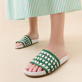 Roeffler Randall - Henri Green/White Crochet Raffia Sandal