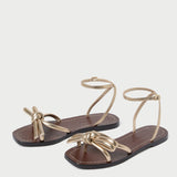 Roeffler Randall - Henriette Champagne Leather Bow Sandal