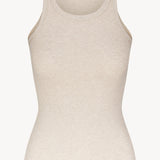 ETERNE - High Neck Fitted Tank Heather Oatmeal