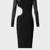 Herve Leger - HERVÉ LÉGER X LAW ROACH SHEER LAYERED CUTOUT MIDI DRESS