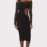 Herve Leger - HERVÉ LÉGER X LAW ROACH SHEER LAYERED CUTOUT MIDI DRESS