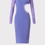 Herve Leger - HERVÉ LÉGER X LAW ROACH SHEER LAYERED CUTOUT LONG SLEEVE MIDI DRESS