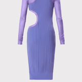 Herve Leger - HERVÉ LÉGER X LAW ROACH SHEER LAYERED CUTOUT LONG SLEEVE MIDI DRESS