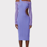 Herve Leger - HERVÉ LÉGER X LAW ROACH SHEER LAYERED CUTOUT LONG SLEEVE MIDI DRESS