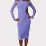 Herve Leger - HERVÉ LÉGER X LAW ROACH SHEER LAYERED CUTOUT LONG SLEEVE MIDI DRESS