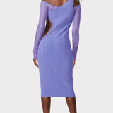 Herve Leger - HERVÉ LÉGER X LAW ROACH SHEER LAYERED CUTOUT LONG SLEEVE MIDI DRESS