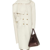 Helsa - Oversized Coat With Detachable Scarf in Ivory