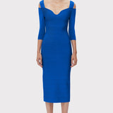 Herve Leger - NOTCHED BATEAU MIDI DRESS