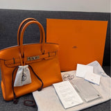 Hermès Orange Birkin 30 Bag in Swift Leather With Palladium Hardware