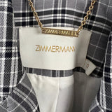 Zimmermann Grey, Black Check Double Breasted Jacket and Tailored Belted Trousers Set Size 0 (UK 6)