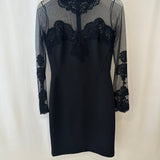 Ermanno Scervino Black Lace and Tulle Long-Sleeve Midi Dress Size IT 42 (UK 10)