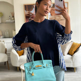 Hermès Birkin 30cm Retourne Bag in Bleu Atoll Epsom Leather and Gold Hardware