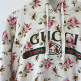 Gucci Ivory Floral Oversized Hoodie with Logo Print Size S (UK 8)