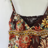 Dolce & Gabbana Brown, Orange Yellow Floral  Printed Midi Dress with Embellished Waistline Detail Size IT 44 (UK 12)