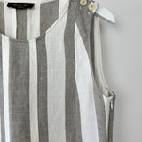 Loro Piana White Grey Stripe Linen Sleeveless Maxi Dress Size FR 42 ( UK 14)