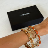 Chanel "We Need Tweed" Bangle in Champagne Gold Hardware with Leather Detail