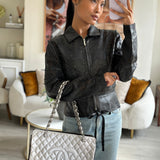 Chanel Silver and Black Reissue GST Tote Bag with Silver Hardware