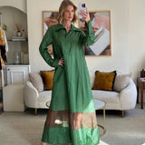 Fendi Green and Brown Silk Checked Maxi Dress with Logo Buttons Size IT 42 (UK 10) RRP £2,250