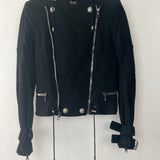 Balmain Black Jersey Knit Biker Jacket Size FR 36 (UK 8)