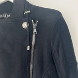 Balmain Black Jersey Knit Biker Jacket Size FR 36 (UK 8)