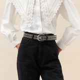 Roeffler Randall - Isaac Black/Silver Studded Belt