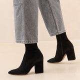 Roeffler Randall - Isla Black Suede Slim Ankle Bootie