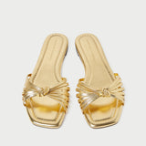 Roeffler Randall - Izzie Gold Leather Knot Sandal