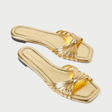 Roeffler Randall - Izzie Gold Leather Knot Sandal