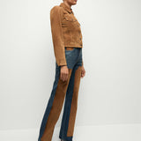 Veronica Beard - Dylan Suede-Patchwork Straight-Leg Jean