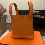 Hermès Picotin Bag 22cm in Orange Clemence Leather with Palladium Hardware