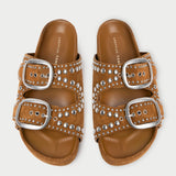 Roeffler Randall - Jack Cacao Suede Studded Sandal