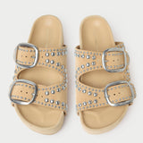 Roeffler Randall - Jack Saffron Suede Studded Sandal