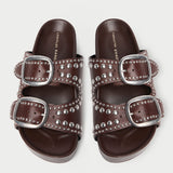 Roeffler Randall - Jack Espresso Leather Studded Sandal