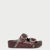 Roeffler Randall - Jack Espresso Leather Studded Sandal